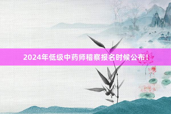 2024年低级中药师稽察报名时候公布！