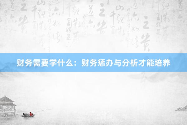 财务需要学什么：财务惩办与分析才能培养